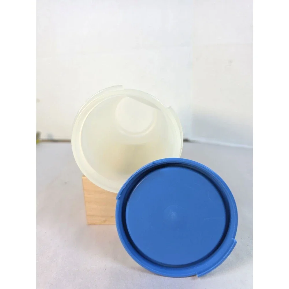 Vtg Tupperware Modular Mates 1641 Round Cylinder Container 22oz Sheer Blue Lid